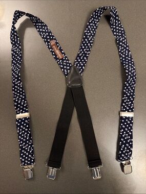 Alexander Olch Silk Polka Dot Navy Blue Suspenders
